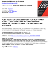 Post-Abortion Care Services for Youth & Adult Clients